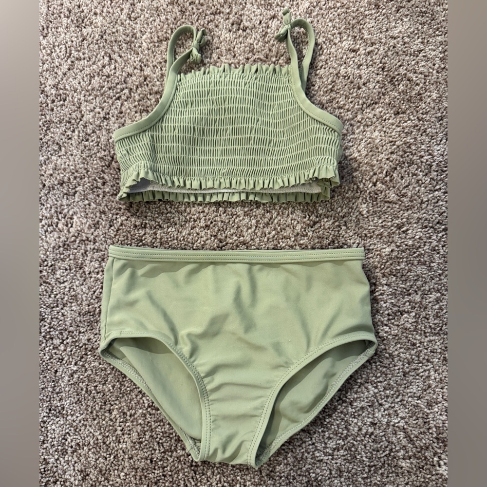 Kids Swimwear Two Piece Set in Light Green